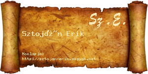 Sztoján Erik névjegykártya